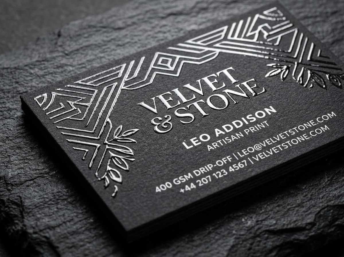 Thick 400 GSM velvet card with gold foil and corner cut - Slide 3