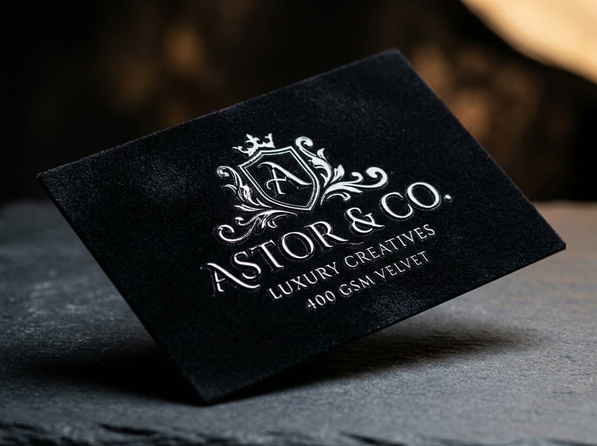Thick 400 GSM velvet card with gold foil and corner cut - Slide 4